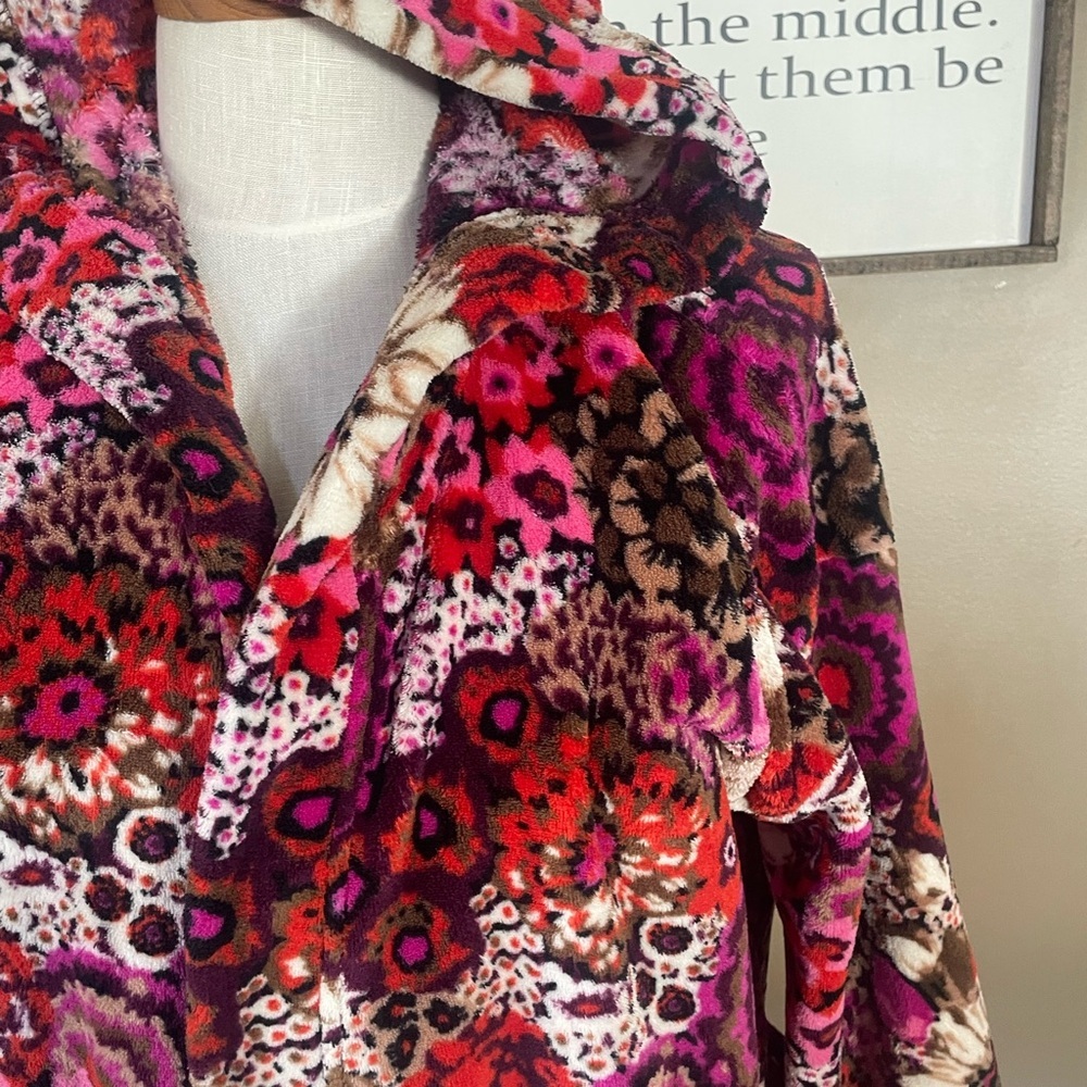 Vera Bradley Rosewood plush Robe Multicolor Fleece Accessory Womens size S/M - Picture 4 of 10